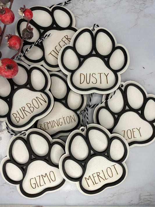 Custom paw print ornaments