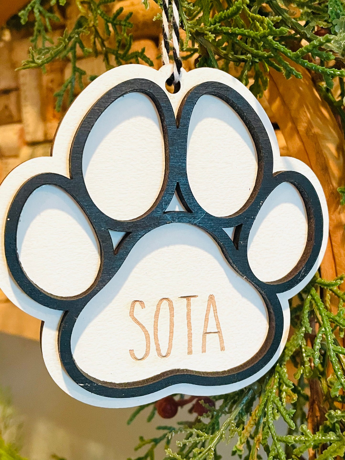 Custom paw print ornaments