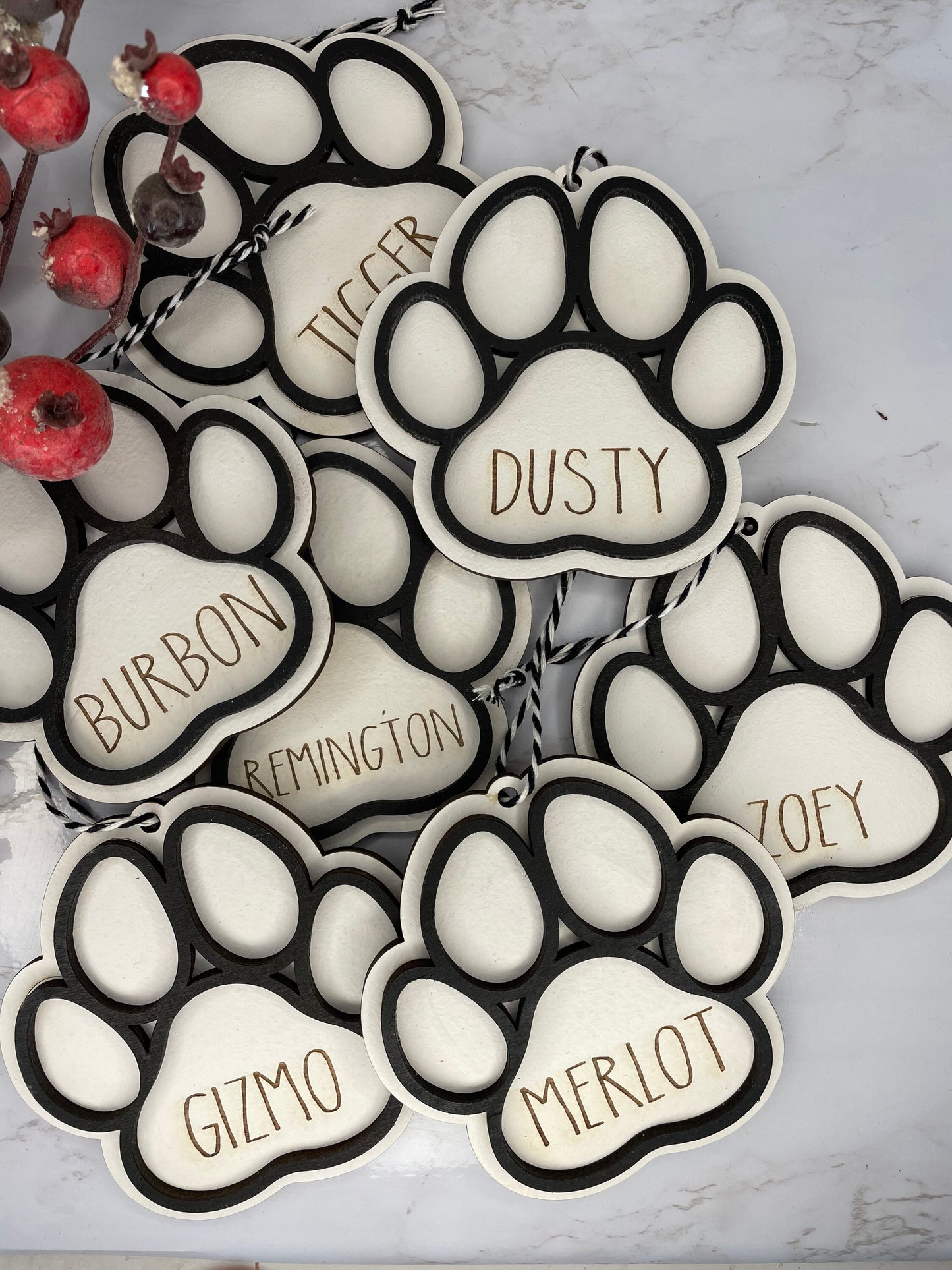 Custom paw print ornaments